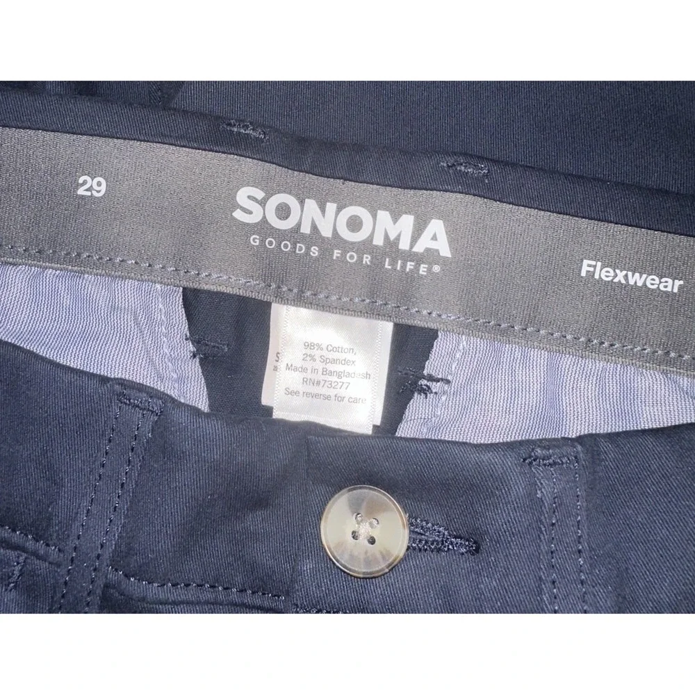 Sonoma Flexwear Flat Front Chino Shorts Navy Blue Cotton 9